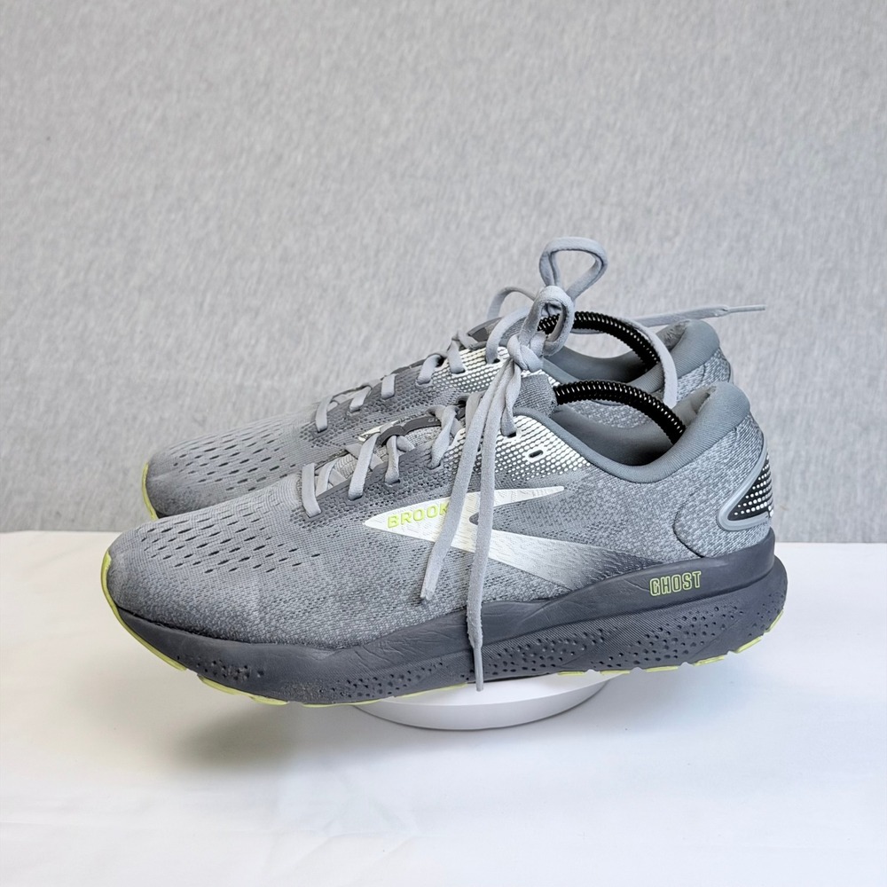 Brooks Ghost 16 Mens Running Shoes Grey Lime Green 1104181D040 Size 9.5 D